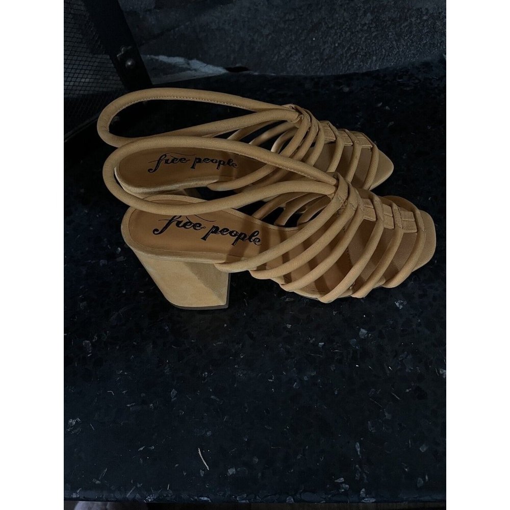 Free People Womens Colette Cinched Sandals Heel Orange Leather 37 / 7 US - Picture 4 of 16